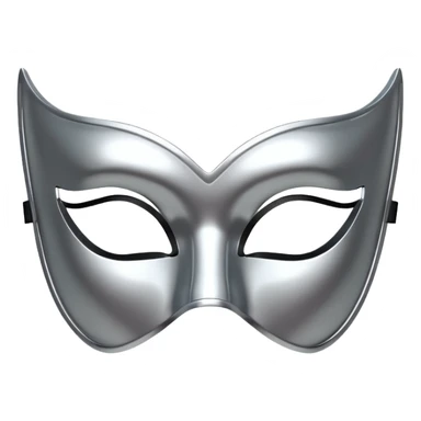 A sleek masquerade mask emoji made of polished silver chrome, smooth sensual curves, reflective metallic surface, mysterious sexy luxury vibe, minimal iOS emoji style, centered, clean white background sticker
