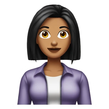 Tanned woman with long black hair dressed in 2000s Y2K hair, makeup, and attire sticker