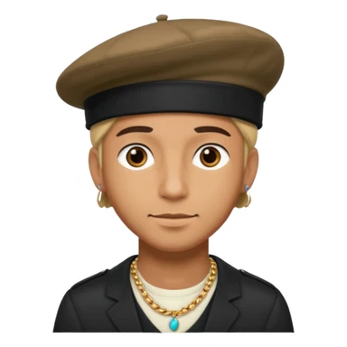 man with beret and necklacesuperhero with necklace sticker