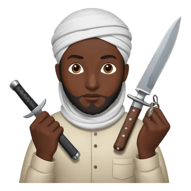 Muslim man with a knife amd bombs sticker