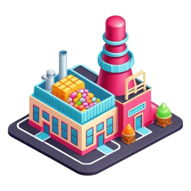 Isometric confectionary factory sticker
