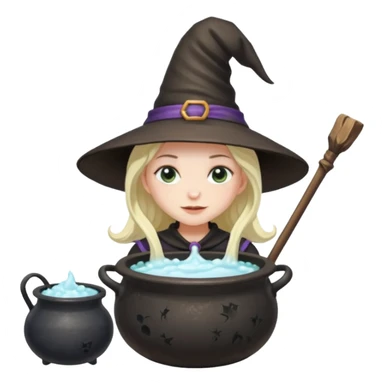 Witch Girl İn A Cauldron mixing Soapy Water sticker
