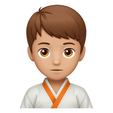 garcon blanc judoka cheveux brun avec ceinture orange sticker