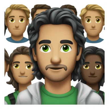 Handsome Gemini man with green eyes and black long hair sticker