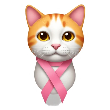 Pink ribbon with orange cat sticker