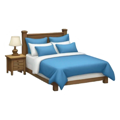 Bed with blue pillows sticker