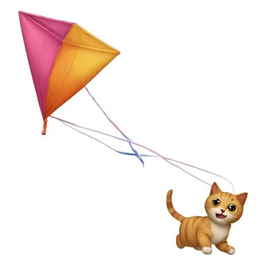 cat flying a kite sticker