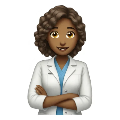 Brown young girl with long hair working in a pharmacy sticker