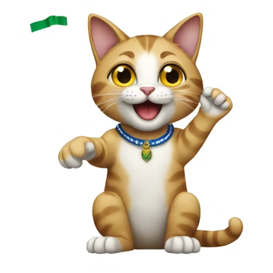 Cat waving Israel, Brazil, and Mexico transparent background sticker