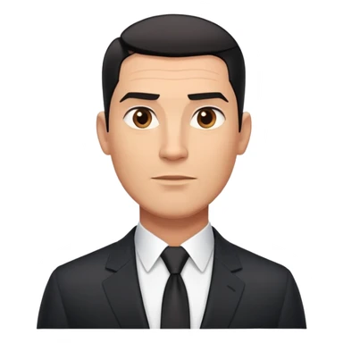 Good-looking robust man in his mid-40s with light brown skin tone, short slicked back straight black hair with fade haircut, strong square face, approachable TV host expression, black blazer left open showing white buttoned shirt sticker
