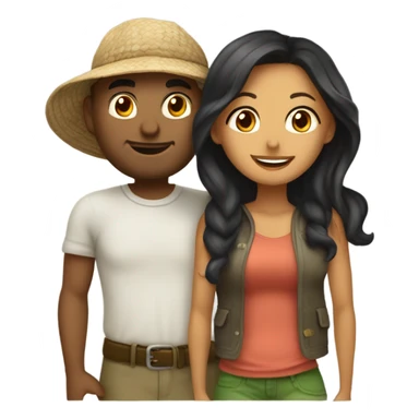 Latina island girl with Caucasian fisherman no beard husband in love on an island  sticker