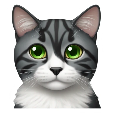 A black and white fold-eared Scottish cat with green eyes sticker