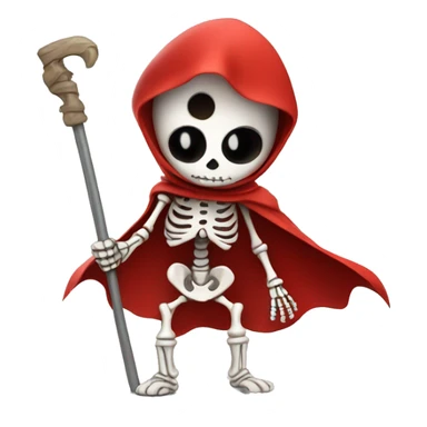 cute superhero skeleton with red cape sticker