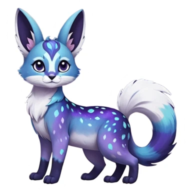 Colorful black-violet-indigo-purple-gradients nebulae nebula starry galactical shiny white-stars-spotted glorious iridescent divine exotic cute cool beautiful realistic Meloetta-caracal-civet-sergal-bunny-oncilla-animal-Fakémon-hybrid-fursona (full body) sticker