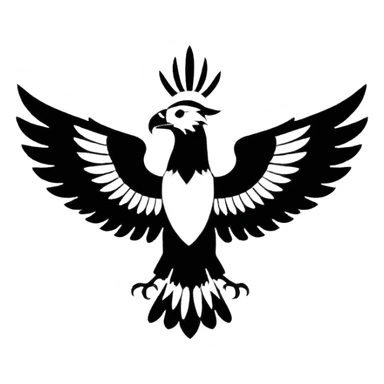 Minimalist black and white emblem emoji, inspired by the Faravahar symbol. Bio instagram  sticker