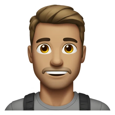 man with muscles, brown hair, gray T-shirt, gray eyes sticker