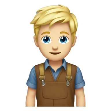 blonde boy blue eyes farm clothes  sticker
