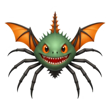 A bat with acid all in his body and his eyes  replaced with shark teeth and his hand in his back ( four hand) and his spines will be very spiky  and his leg will like a spider and last his eyes or 4 eyes will be in his hands and the colour of the eyes will orange and black sticker