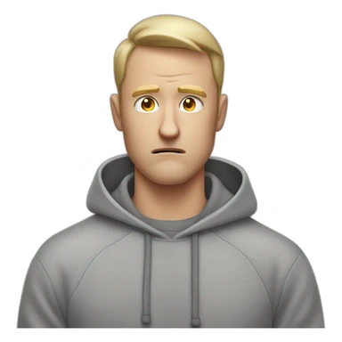tired white man with very very very short hair in gray sweatshirt is very very very angry sticker
