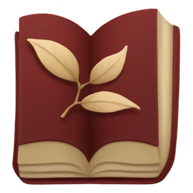 Dark red book open with leaves in beige  sticker
