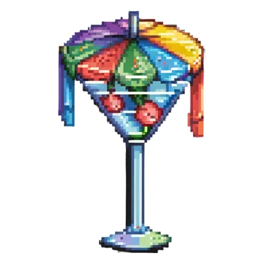Colorful cocktail with umbrella sticker