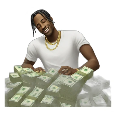 travis scott with stack of money sticker