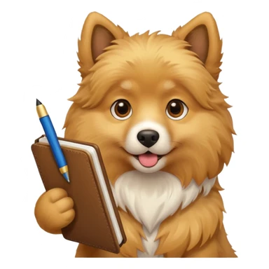 funny full dog with diary and pen sticker