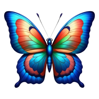 A butterfly with Peacock Begonia feathers in futuristic colors, 3D rendering, detailed, isolated, close up view sticker
