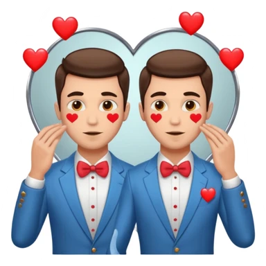 Narcissist fully dressed man with hearts instead of eyes looking in a mirror and admiring his reflection  sticker