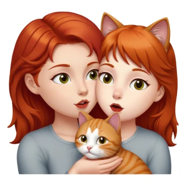 british cat kisses a red hair girl sticker