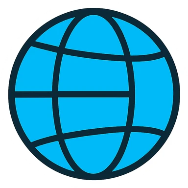 modern minimalist illustration of an internet icon, stylized globe with network lines sticker
