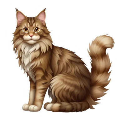 cinematic-[maine coon cat]-realistic-full-body-sitting-emoji,-tail-curled-playfully-around-its-paws,-head-tilted-dramatically,-scruffy-[maine coon]-fur,-simplified-yet-realistic-focused-features,-highly-detailed,-glowing-with-an-almost-sarcastic-glow sticker