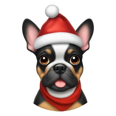 Black and tan frenchie wearing Santa hat sticker