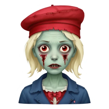 parisian zombie french woman red hat sticker