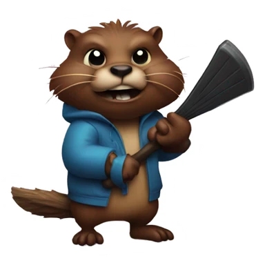 An evil beaver with a bat in his hands sticker