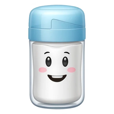 A small plastic container with the phrase  "dental floss" on it sticker