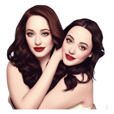 Kat dennings hugs Elizabeth gillies sticker