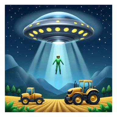 UFO abduction scene with a human being lifted by a tractor beam at night sticker