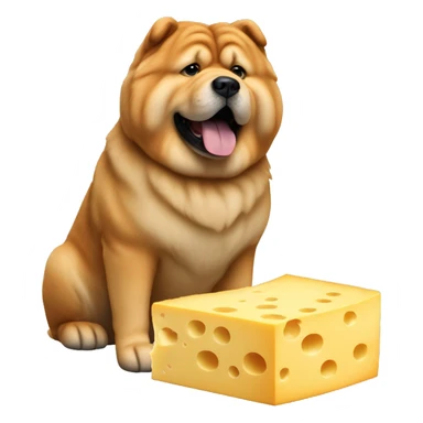 full body chow chow dog curved eating a full block of cheese sticker