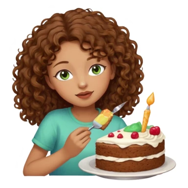Brown curly hair girl blue green eyes painting sleeping eating dancing listening to misic sticker