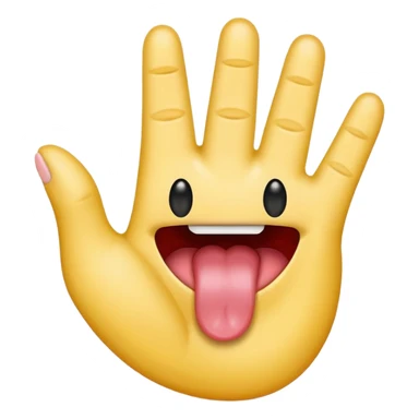 Tongue sticking out between two v'd fingers sticker