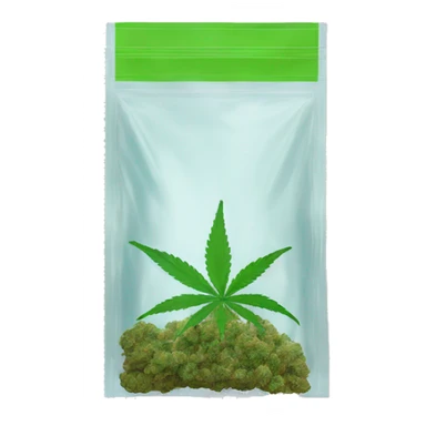 transparent ziplock bag with sativa strain inside sticker