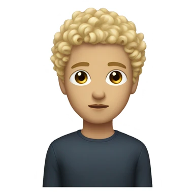 black eyes, very very curly blonde very short hair, boy, serious face, light skin sticker