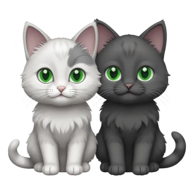 2 different coloured small cats including a dark grey and white and a completely solid dark grey with green eyes and only white paws sticker