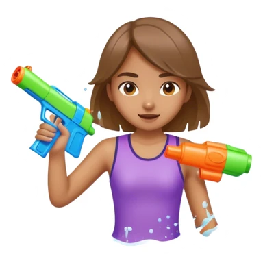 Girl having water gun fight  sticker