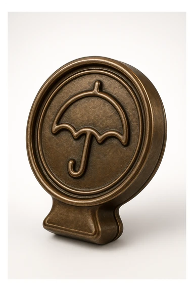 dalgona candy with umbrella shape, inspired by Squid Game, bronze style sticker