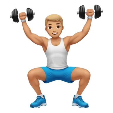 Energetic person exercising with dumbbells, looking happy and motivated sticker