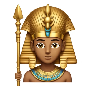 ancient Egyptian pharaoh with golden headdress and ceremonial staff sticker