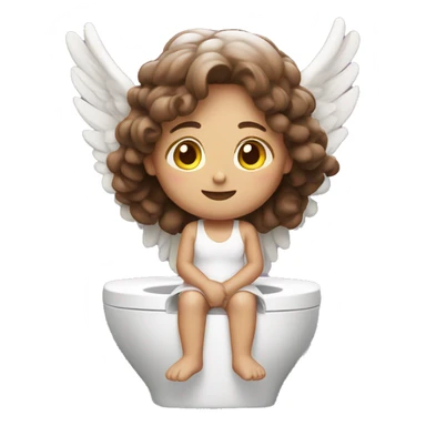 brown hair angel sitting on toilet sticker