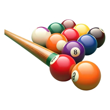 A close-up of a pool cue aimed at a set of colorful billiard balls resting on a green felt table. The focus is on the cue stick and the arrangement of balls, with subtle details of the game’s texture and atmosphere, emphasizing the precision and skill of billiards. sticker